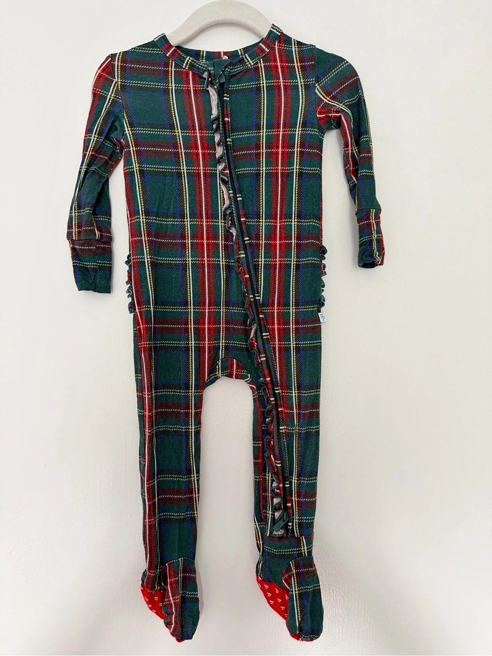 Posh Peanut Tartan Plaid Footie Ruffled Zippered One Piece Kids Plaid Footed siz